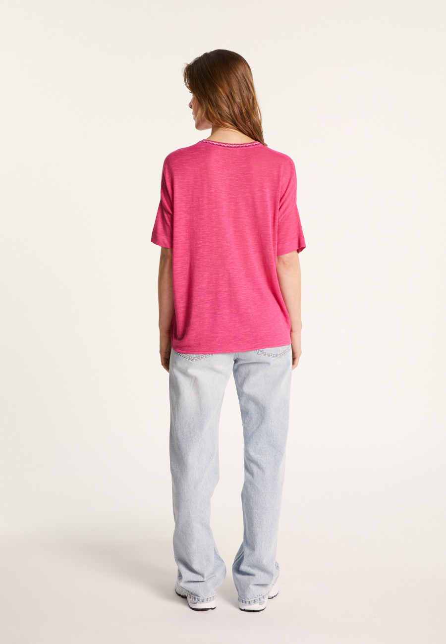 Short-sleeved cotton and linen cardigan - Lauria