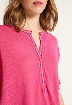 Short-sleeved cotton and linen cardigan - Laura
