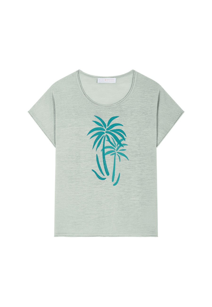 Slub linen patterned T-shirt - Larissa