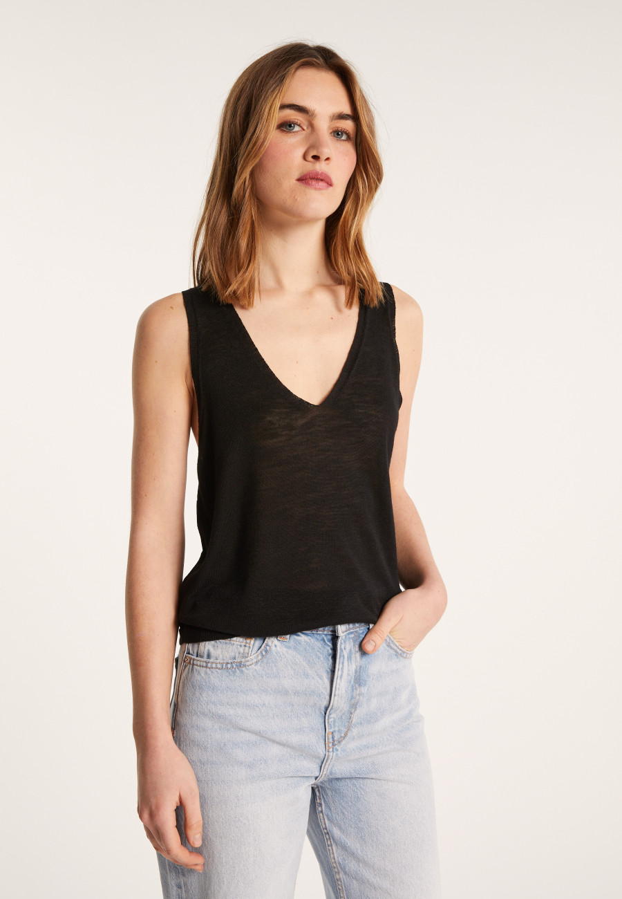 Slub linen tank top - Lalita