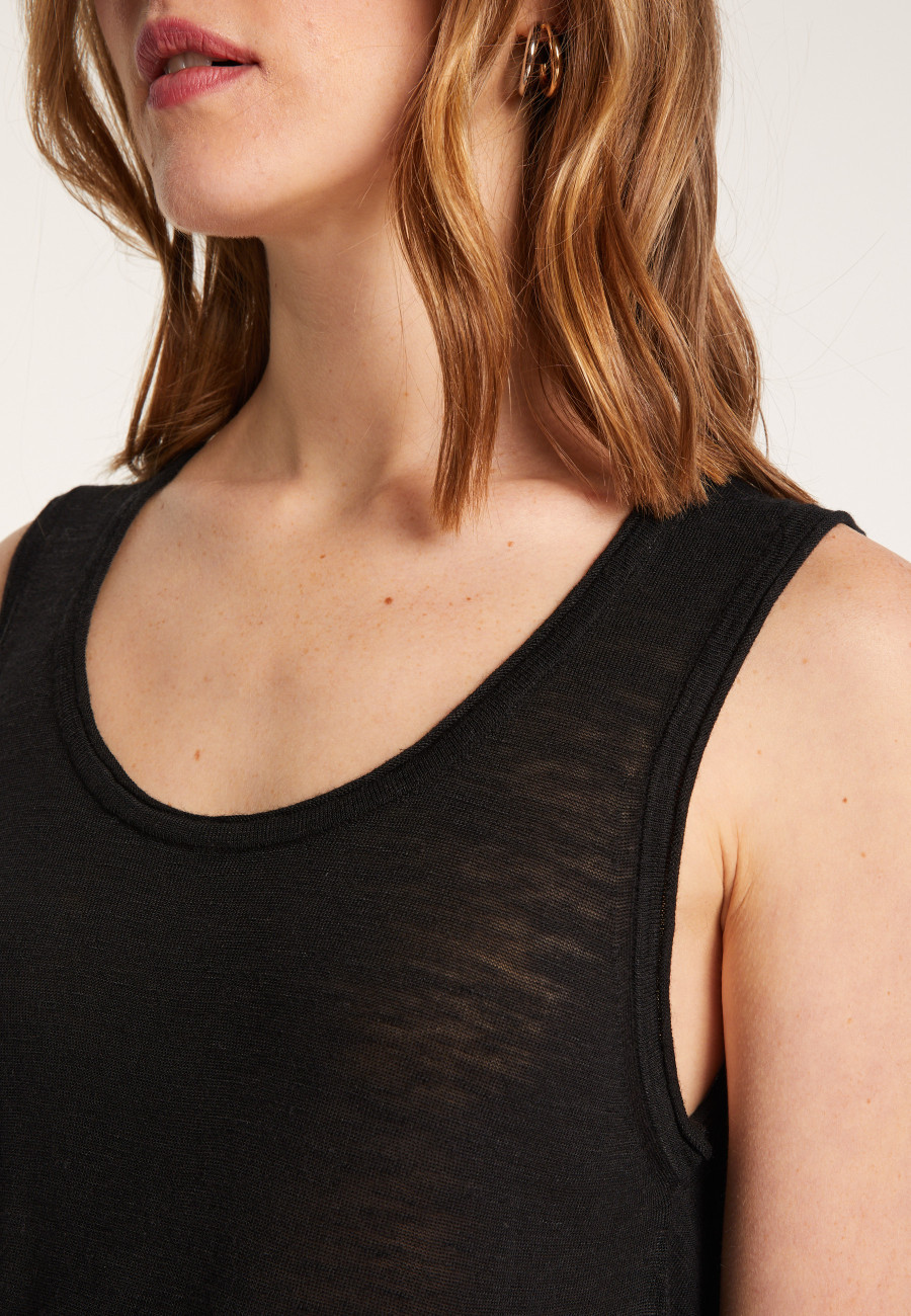Flamed linen tank top - Maitena