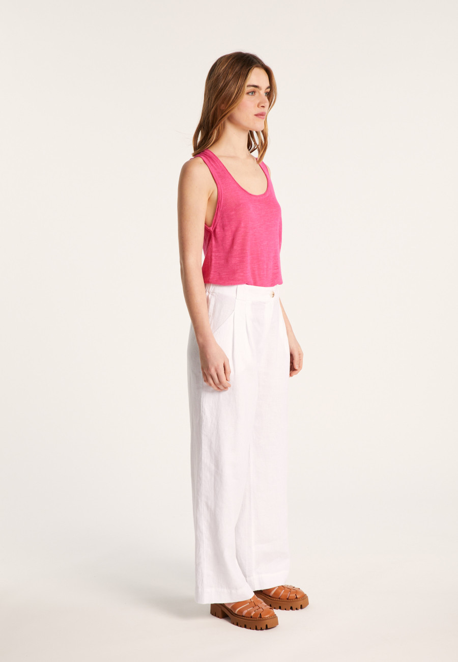 Flamed linen tank top - Maitena