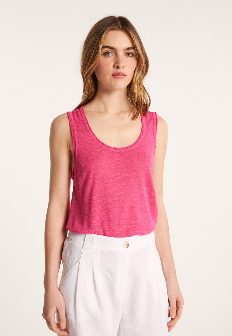 Flamed linen tank top - Maitena