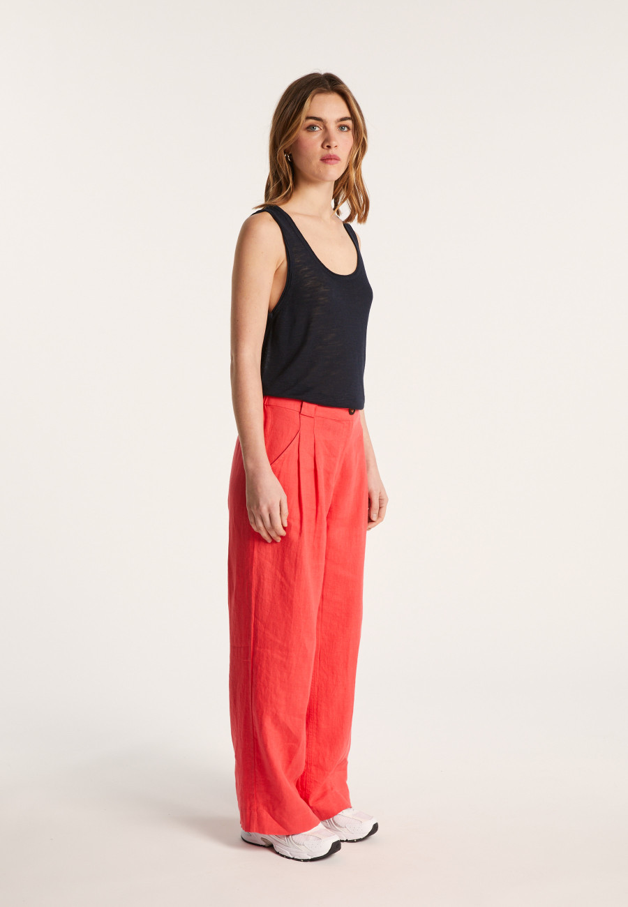 Flamed linen tank top - Maitena