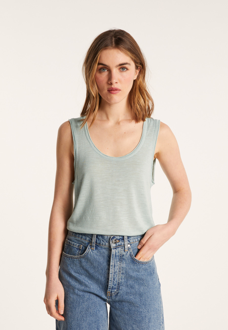 Flamed linen tank top - Maitena