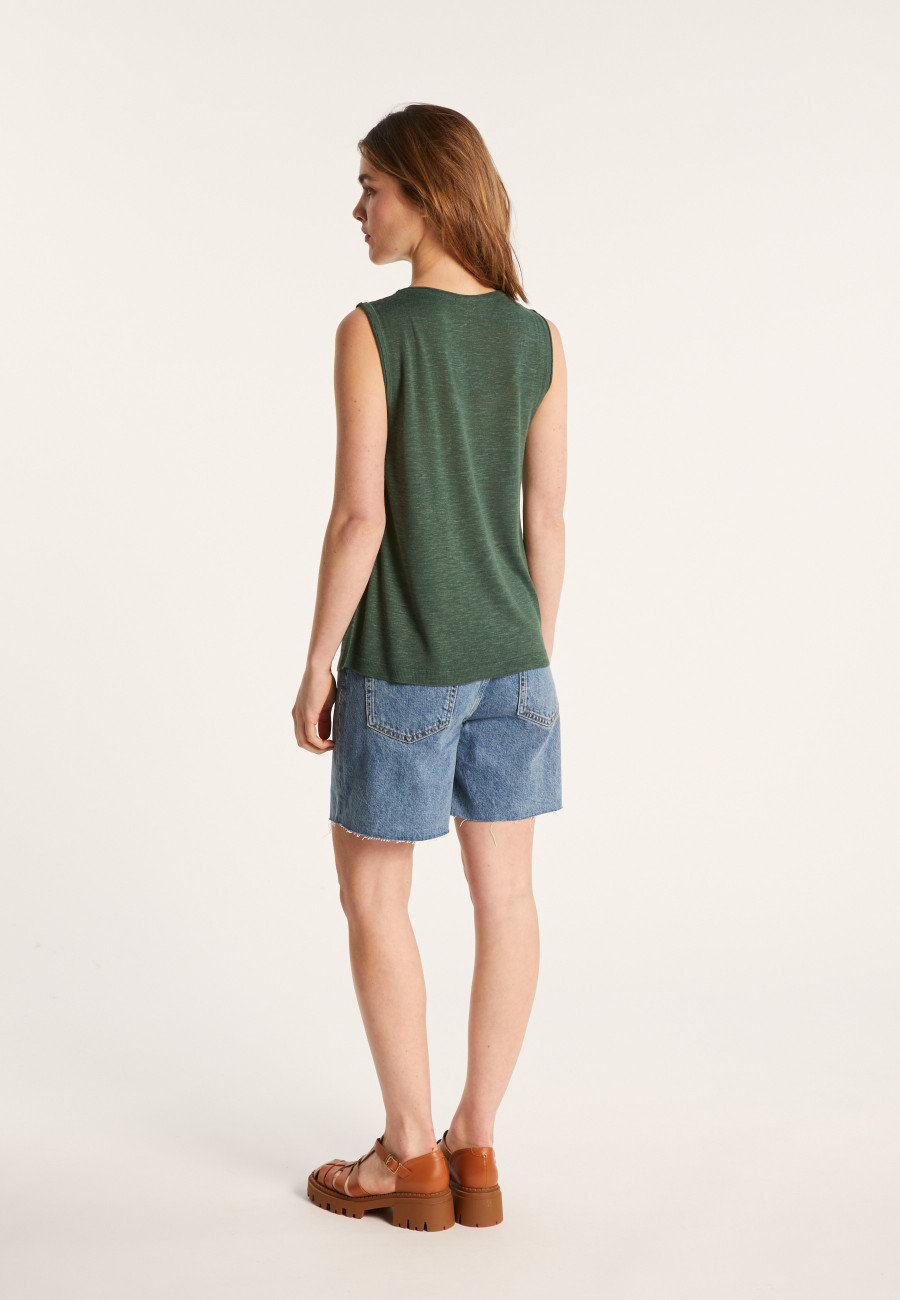 Flamed linen tank top - Maitena