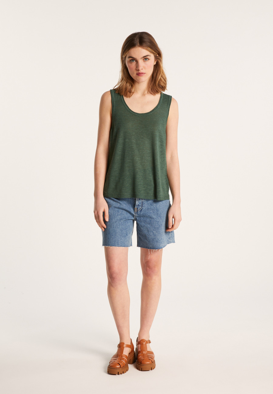 Flamed linen tank top - Maitena