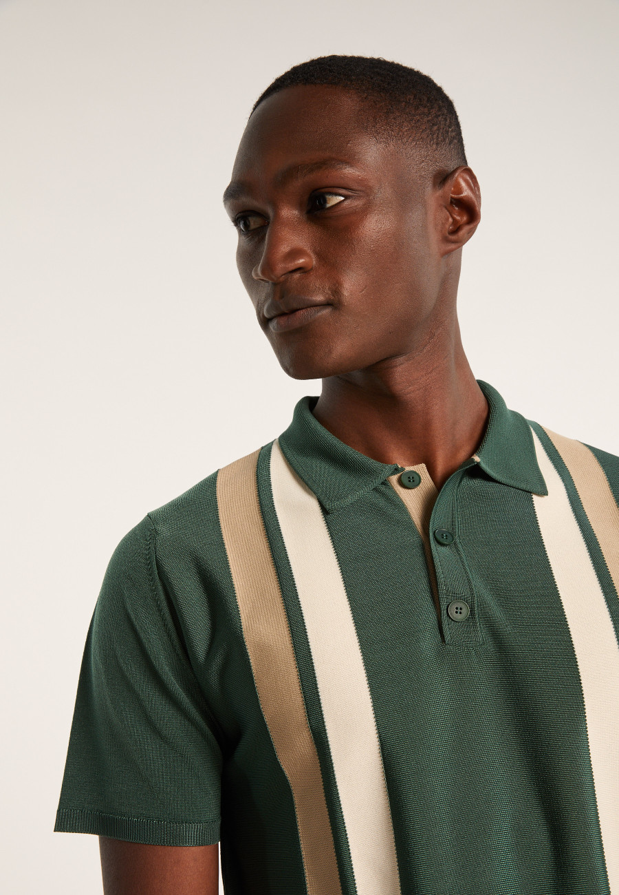 4 vertical stripes polo shirt in Fil Lumière - Ilann