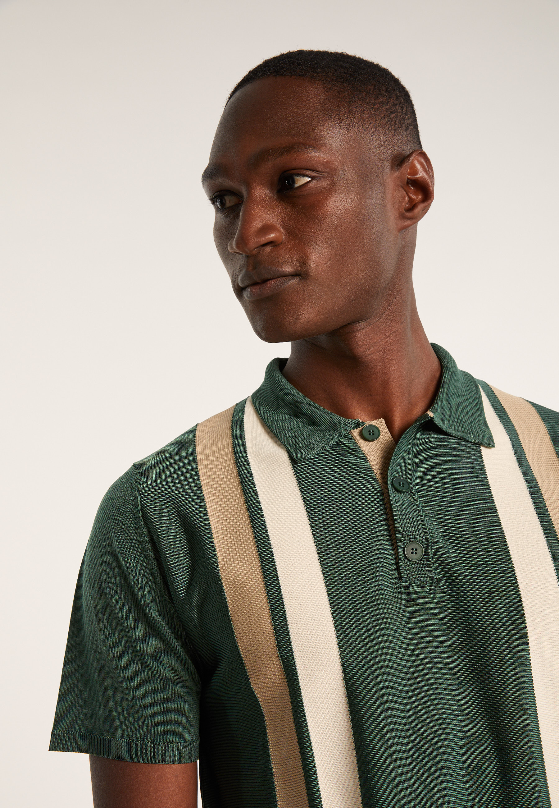 4 vertical stripes polo shirt in Fil Lumière - Ilann