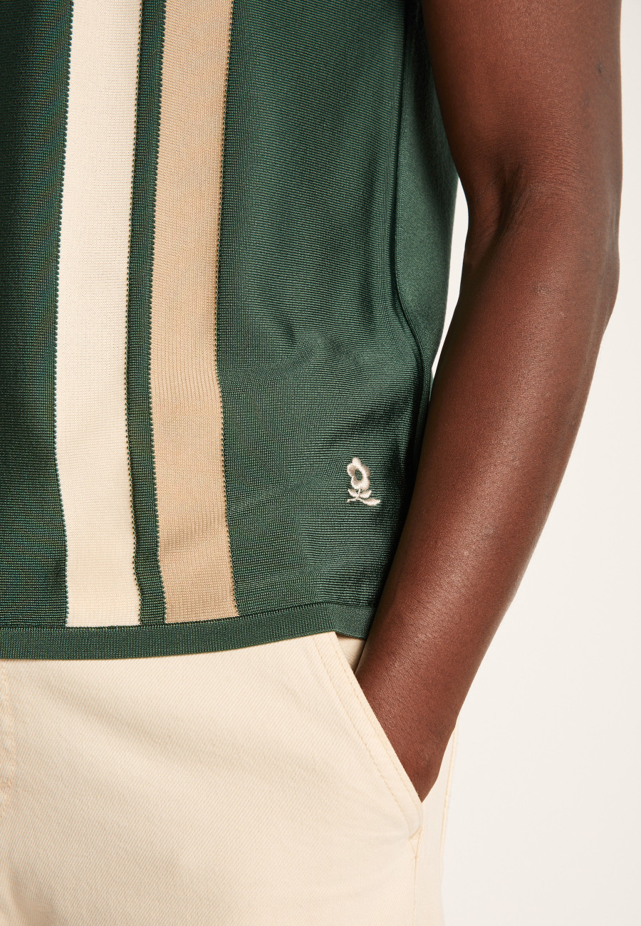 4 vertical stripes polo shirt in Fil Lumière - Ilann