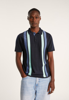 4 vertical stripes polo shirt in Fil Lumière - Ilann