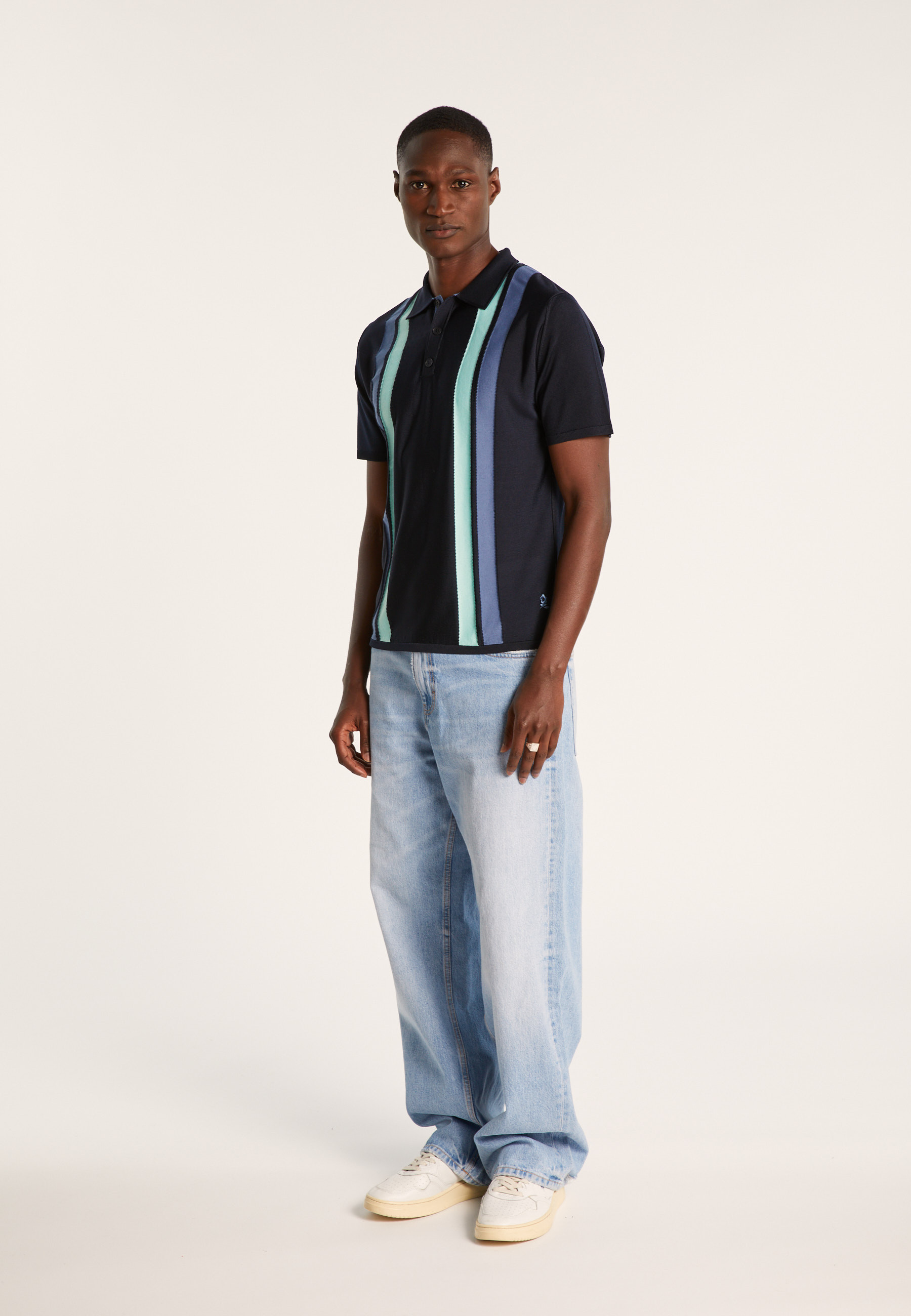 4 vertical stripes polo shirt in Fil Lumière - Ilann