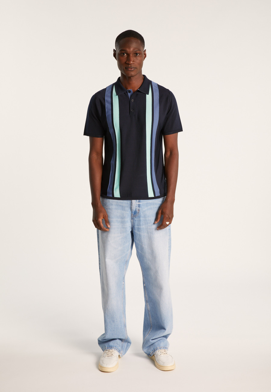 4 vertical stripes polo shirt in Fil Lumière - Ilann