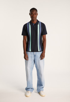 Polo 4 rayures verticales en Fil Lumière - Ilann