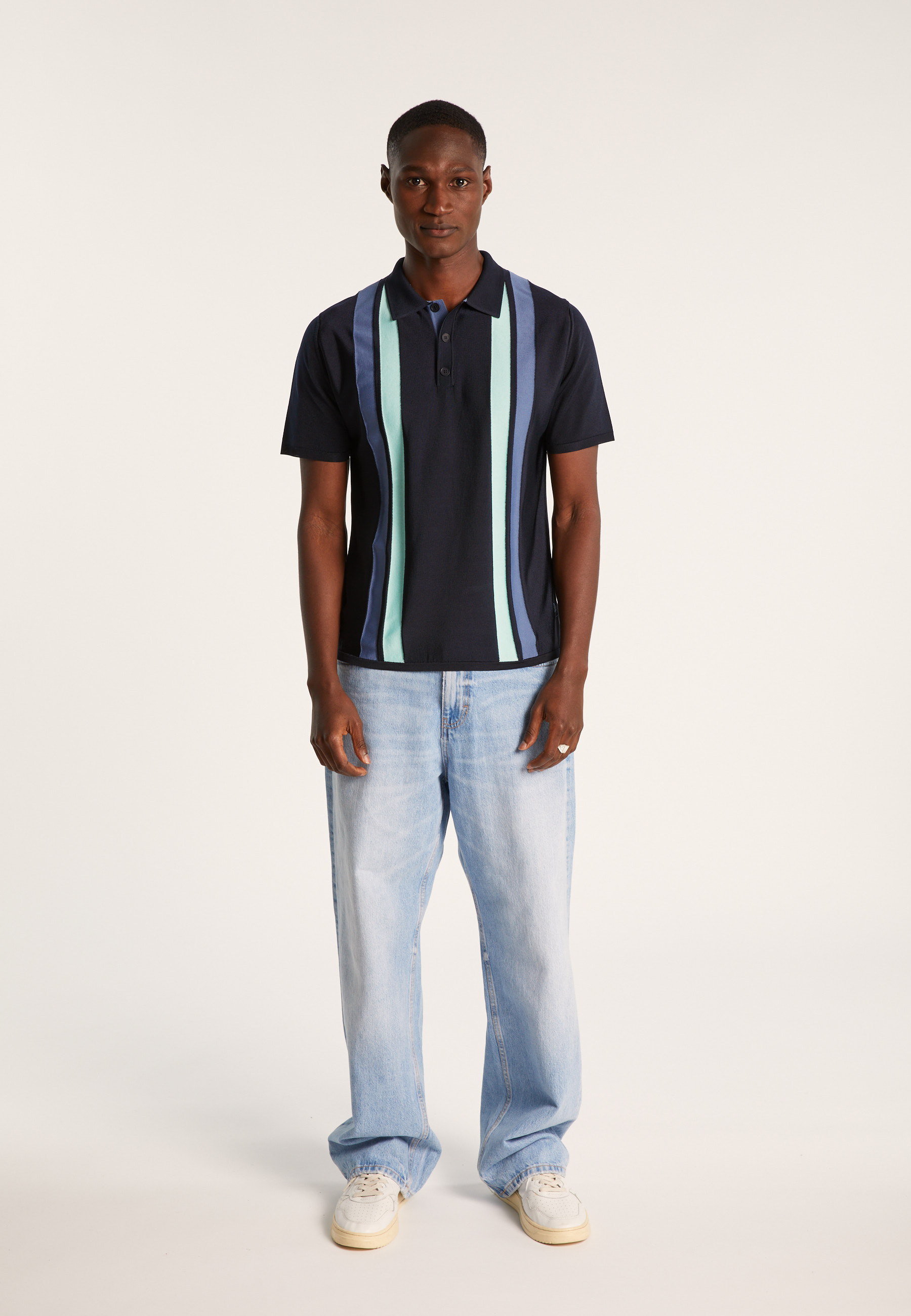 4 vertical stripes polo shirt in Fil Lumière - Ilann