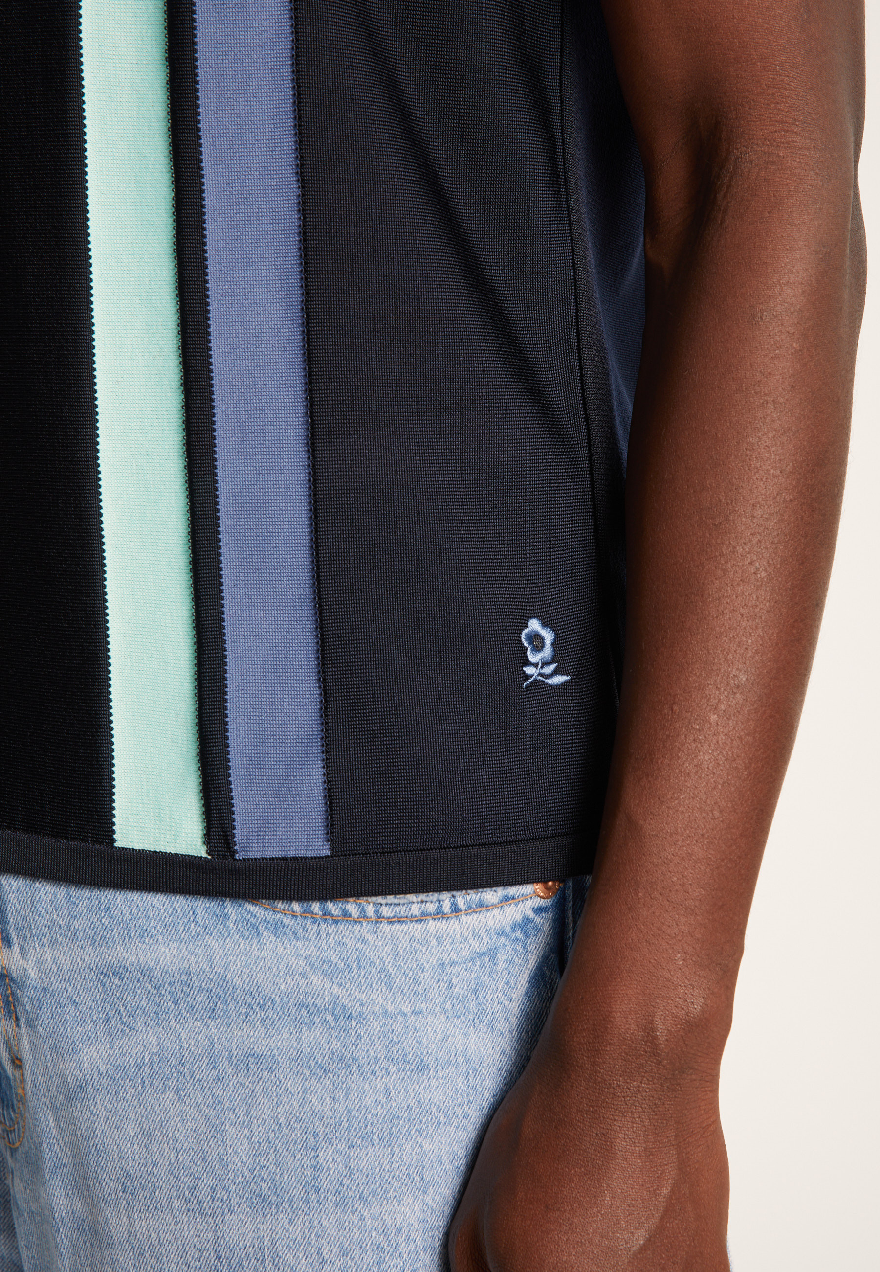 4 vertical stripes polo shirt in Fil Lumière - Ilann