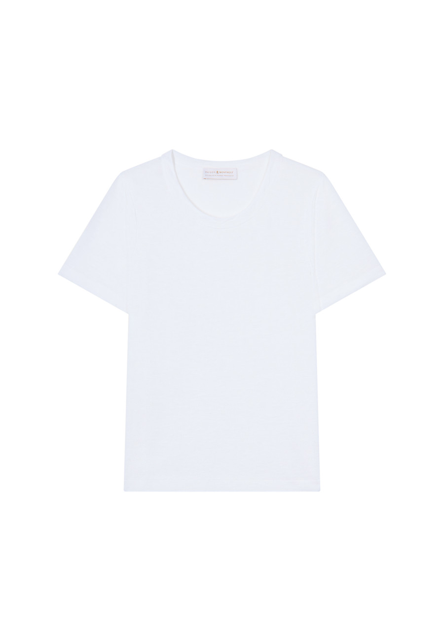 Camiseta de gola redonda de linho flamejado - Lucie