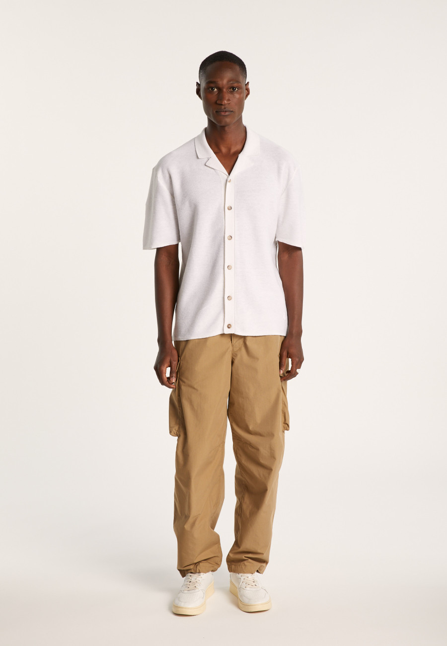 Short-sleeved cotton and linen shirt - Igino