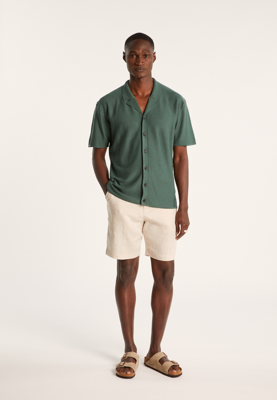Short-sleeved cotton and linen shirt - Igino