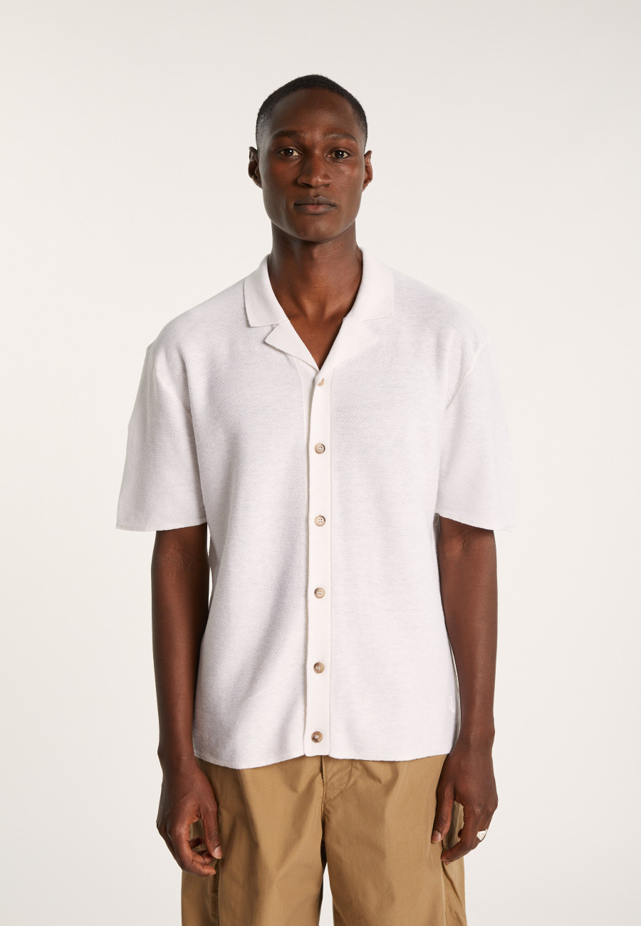 Short-sleeved cotton and linen shirt - Igino