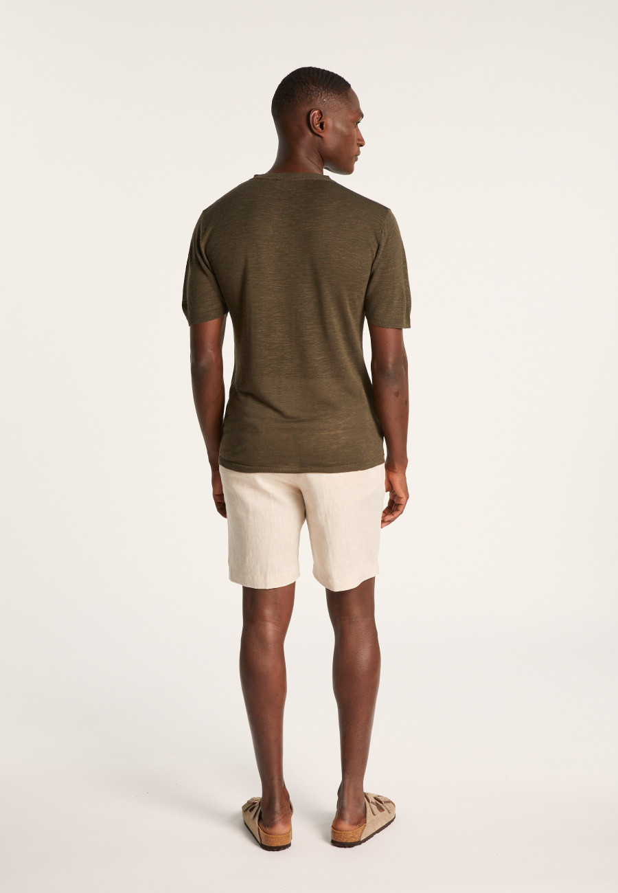 Camiseta de linho com gola tunisina - Barakae