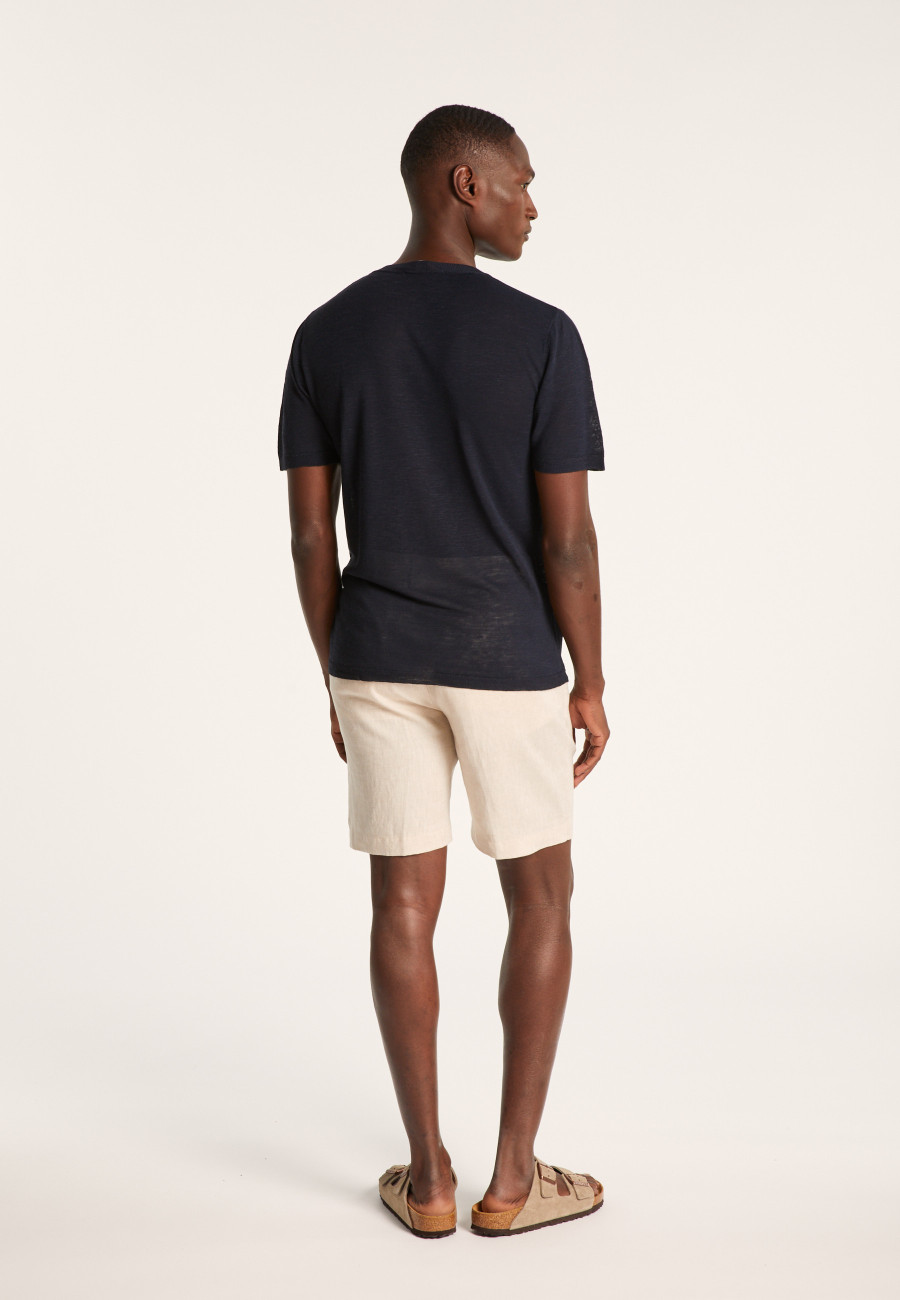 Slub linen t-shirt with Tunisian collar - Barakae