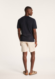 Slub linen t-shirt with Tunisian collar - Baraka