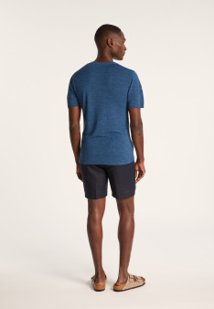 T-shirt col tunisien en lin flammé - Baraka 7212 fusain - 83 Kaki