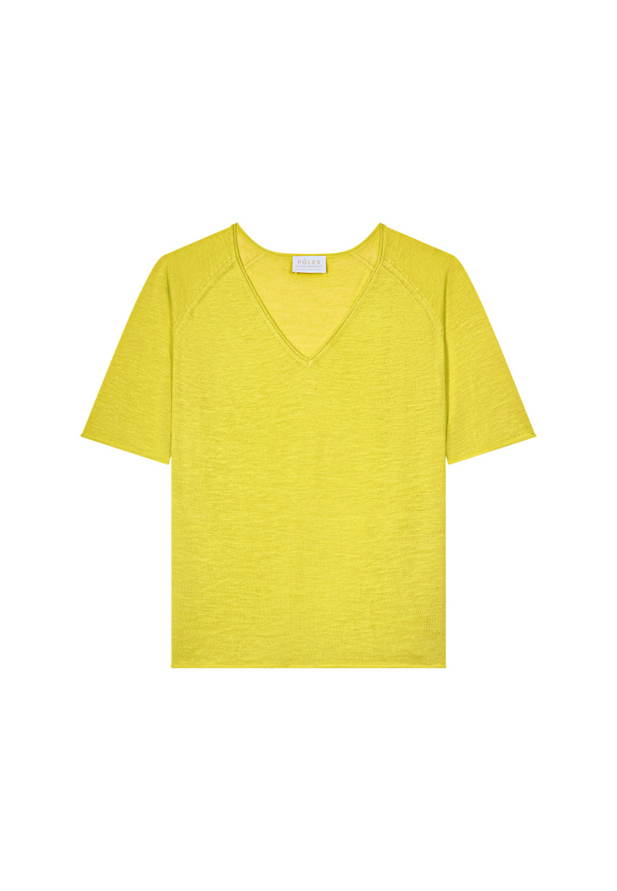 Flamed linen elbow sleeve t-shirt - Bonbon