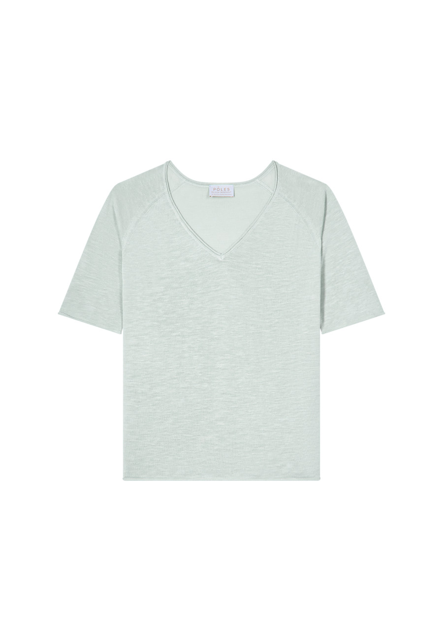 Flamed linen elbow sleeve t-shirt - Bonbon