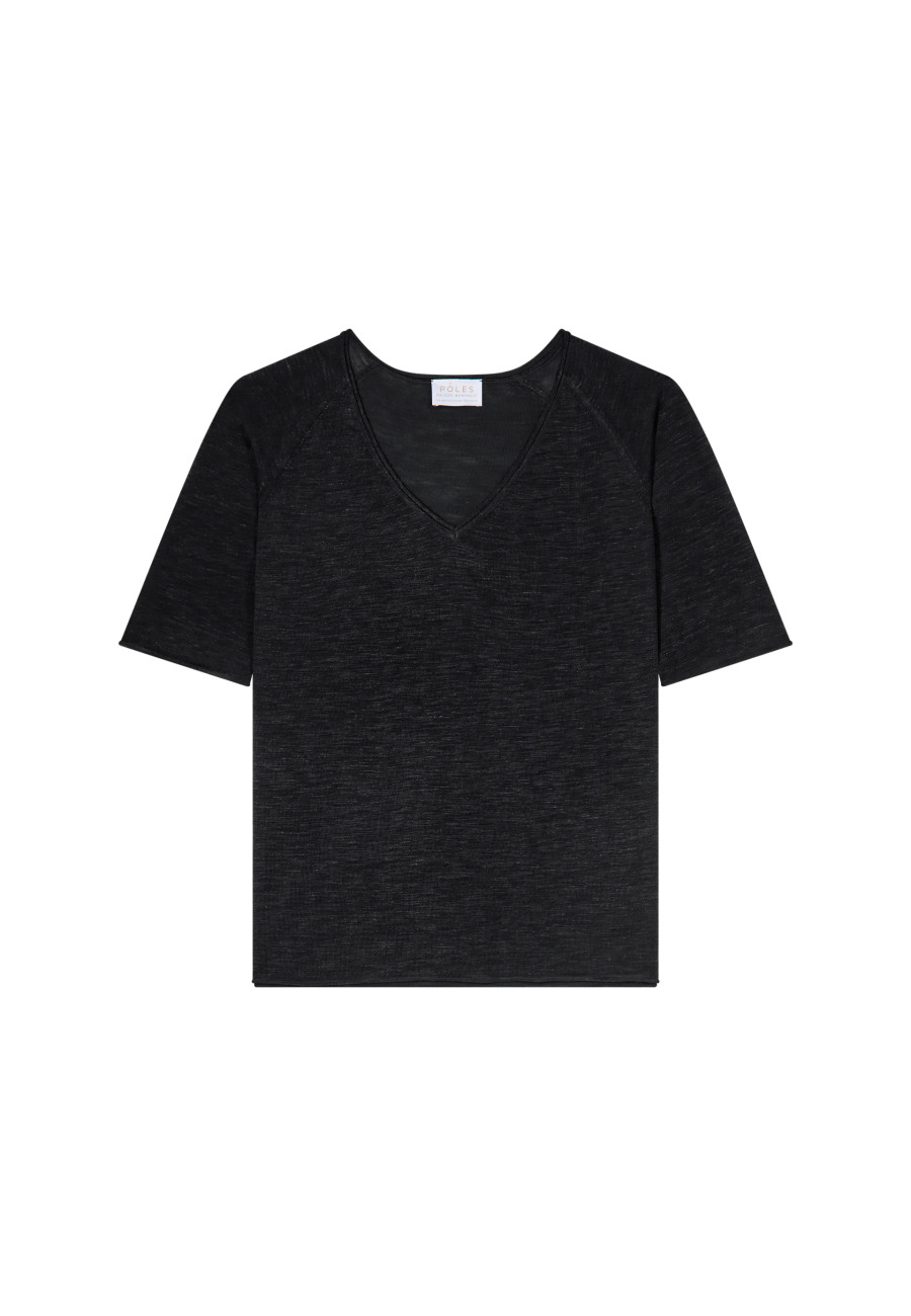 Flamed linen elbow sleeve t-shirt - Bonbon