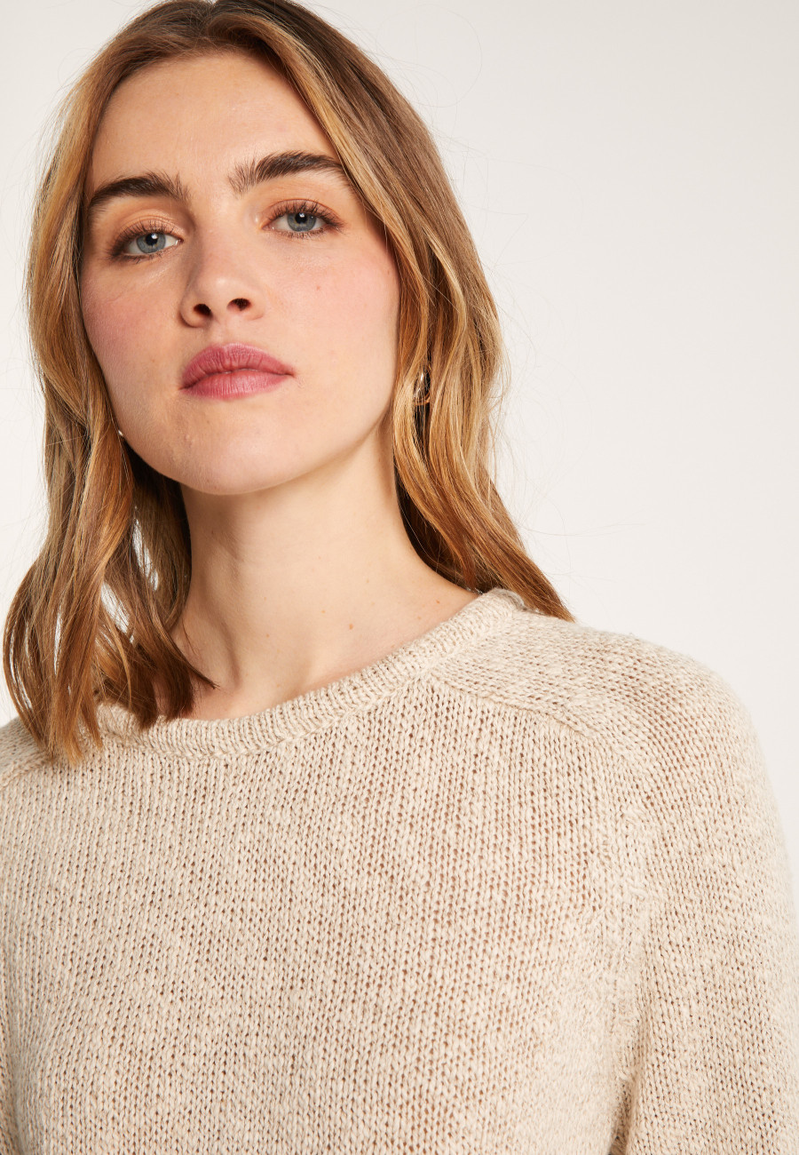 Round neck cotton and linen sweater - Nicky