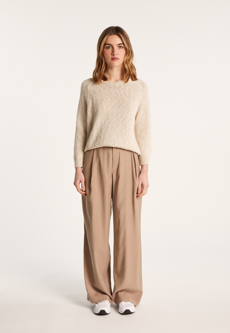 Round neck cotton and linen sweater - Nicky