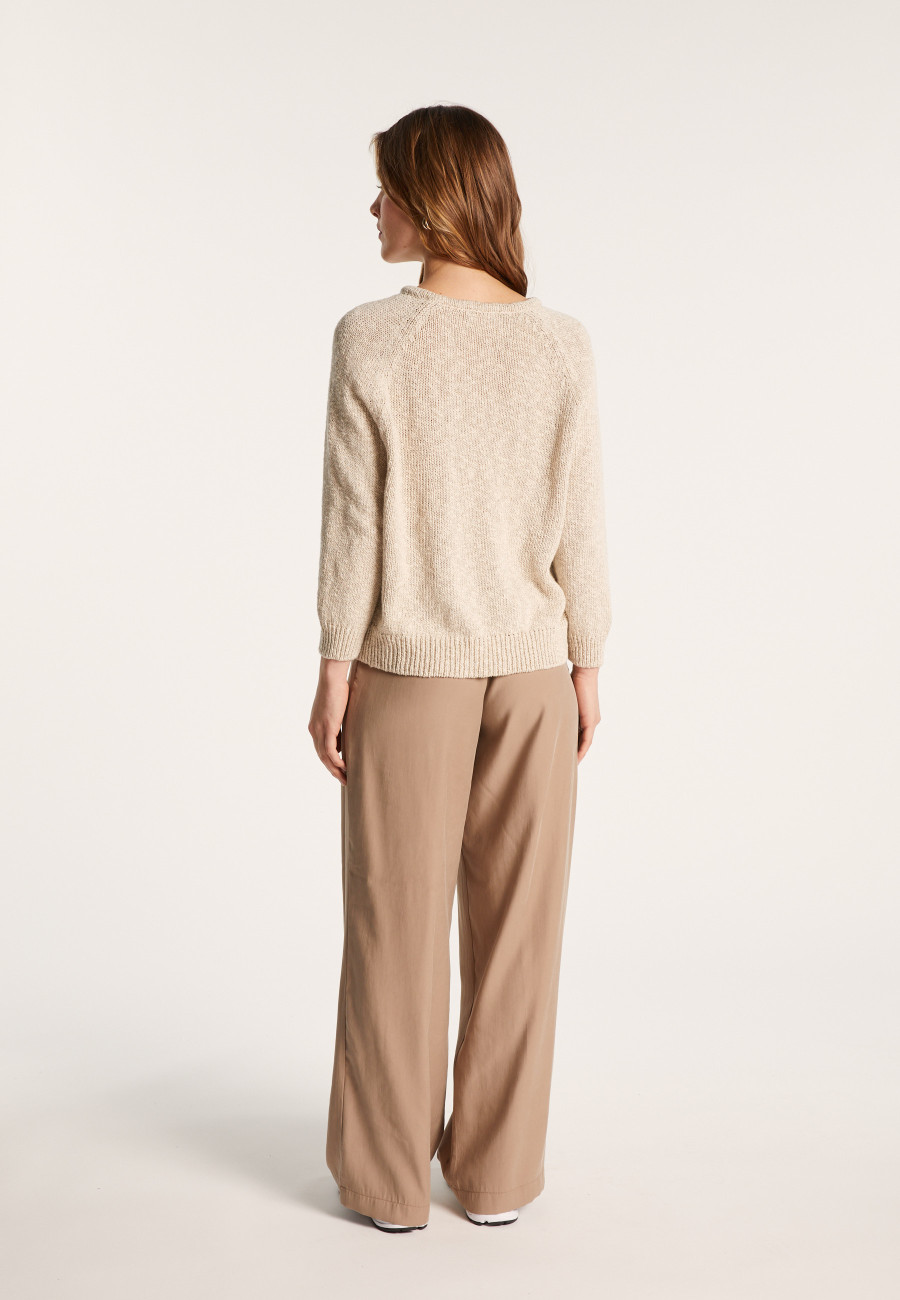 Round neck cotton and linen sweater - Nicky