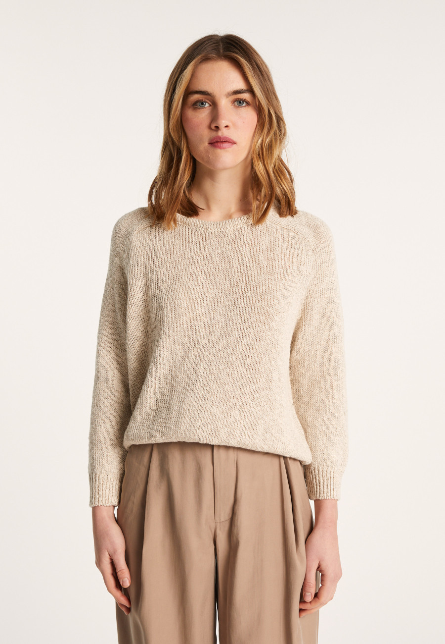 Round neck cotton and linen sweater - Nicky