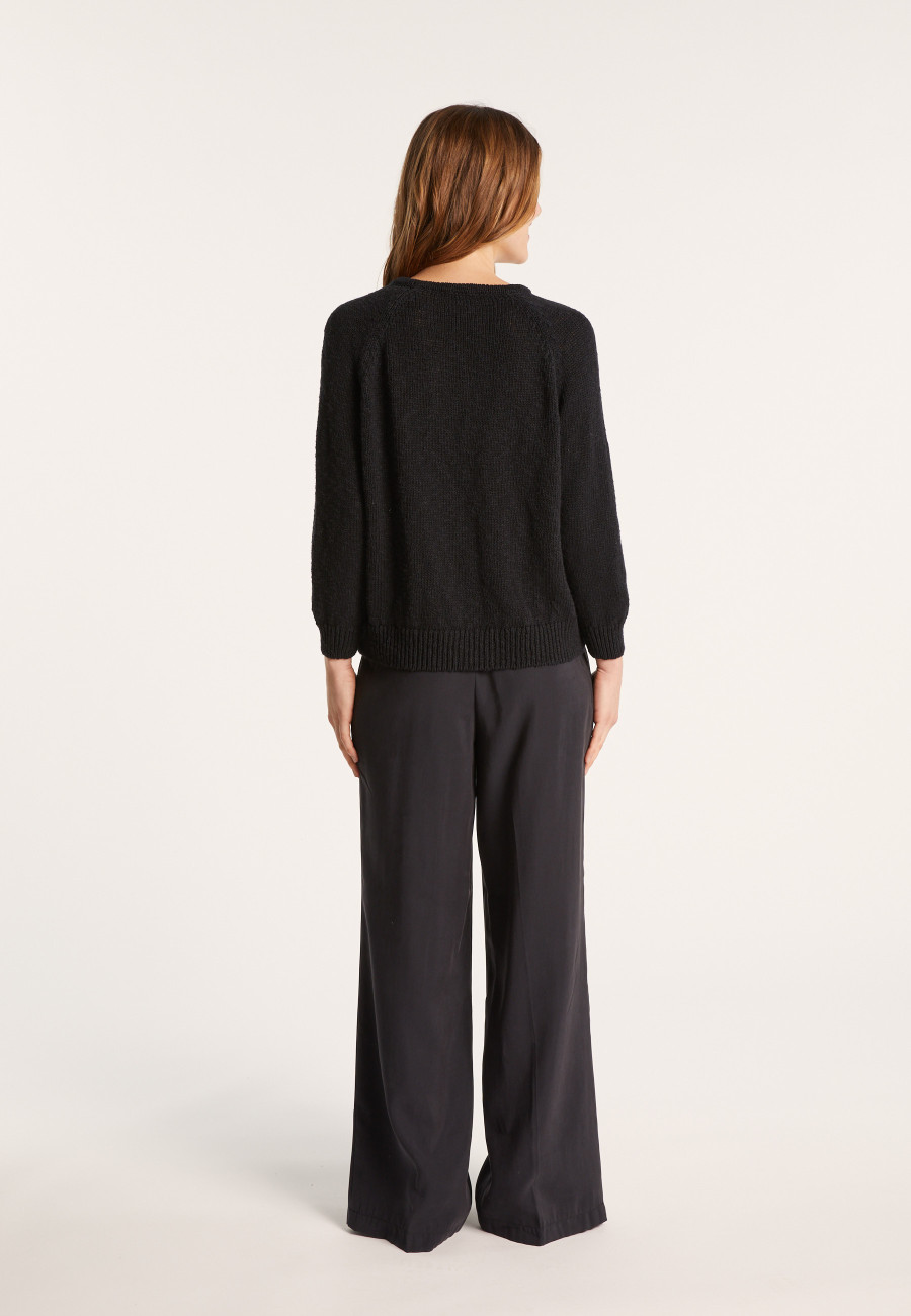 Suéter de gola redonda de algodão e linho - Nicky