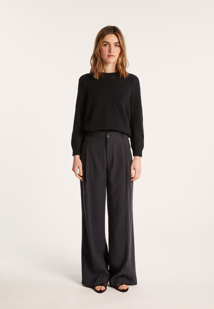 Round neck cotton and linen sweater - Nicky