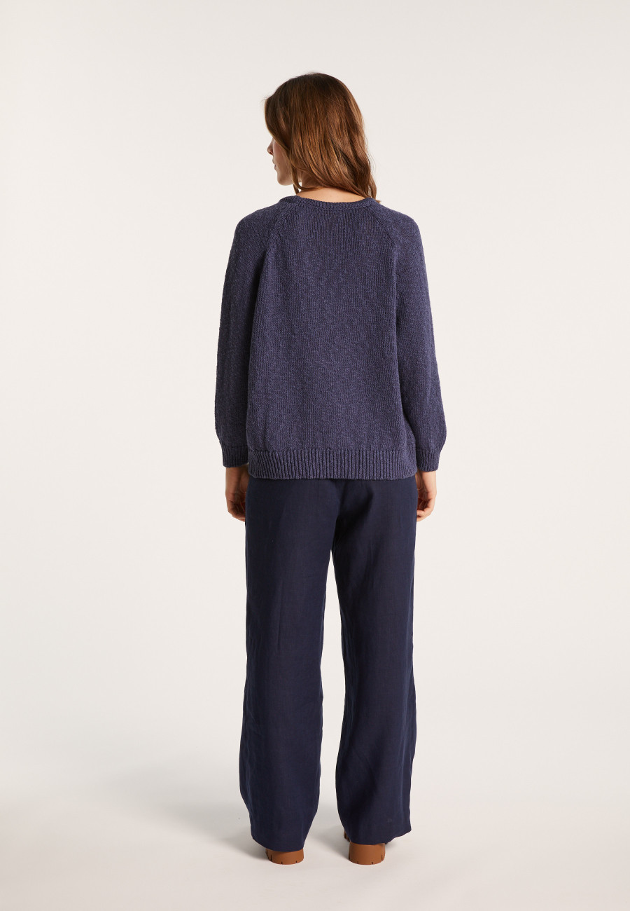 Round neck cotton and linen sweater - Nicky
