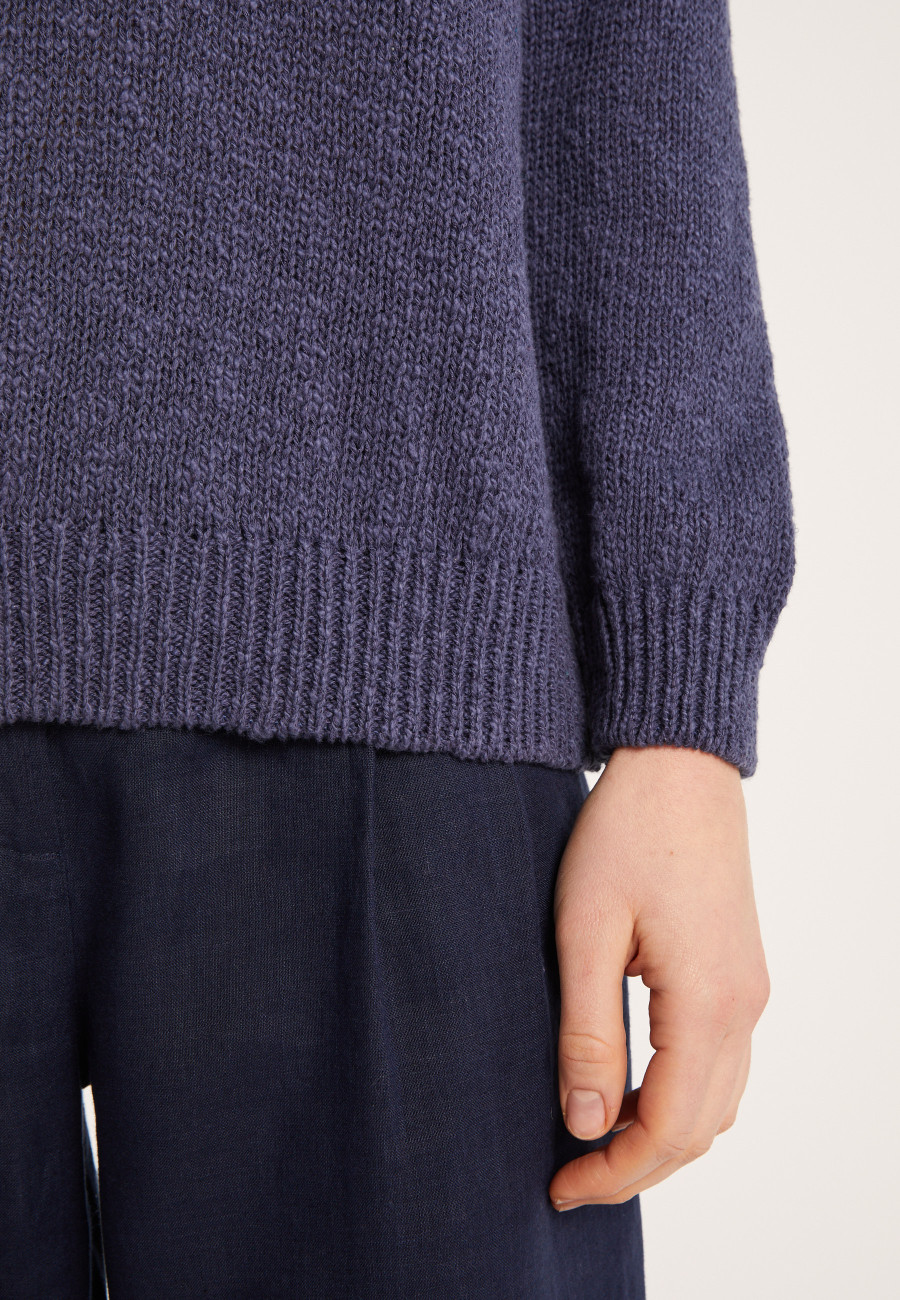 Round neck cotton and linen sweater - Nicky