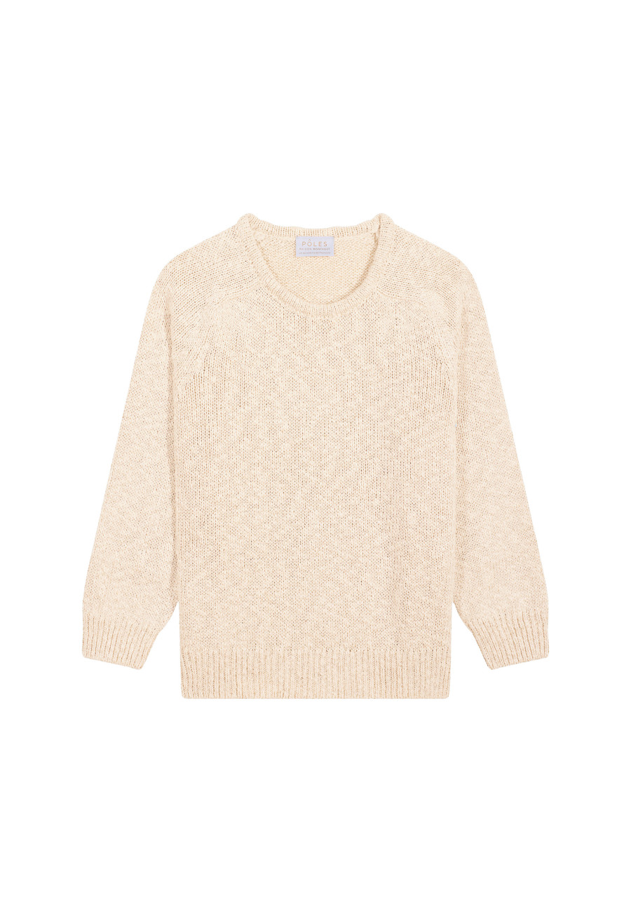 Round neck cotton and linen sweater - Nicky