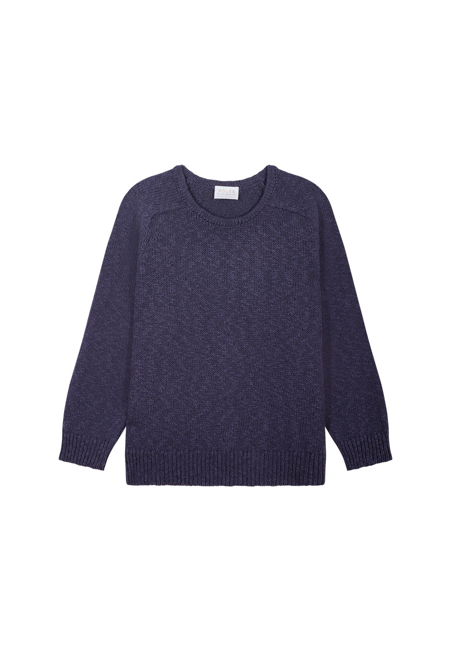Round neck cotton and linen sweater - Nicky