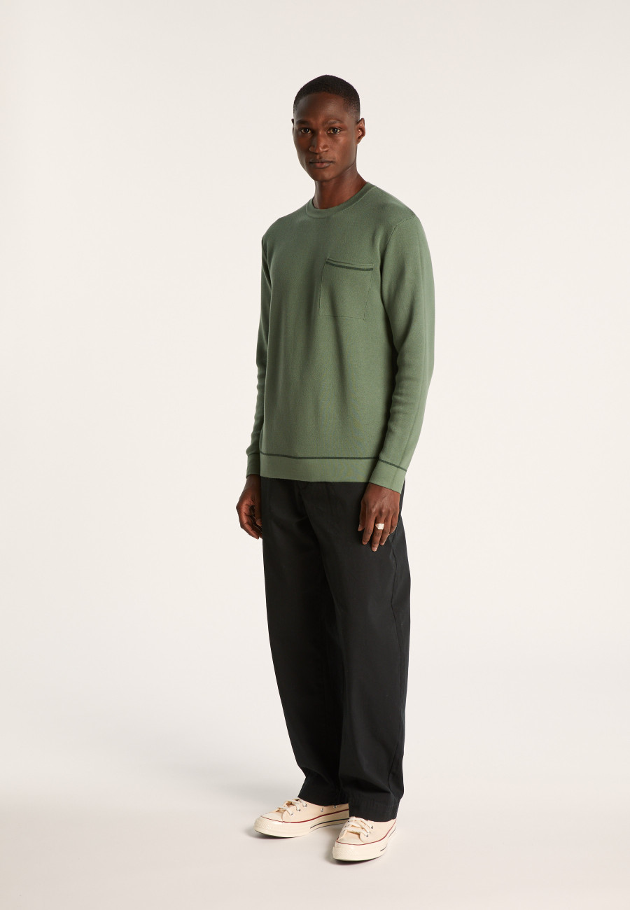 Camisola de gola redonda em algodão slub e linho - Isaia