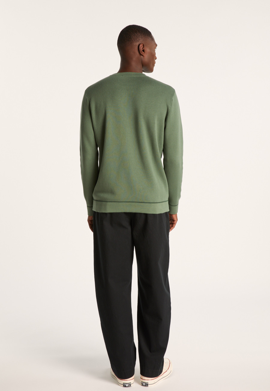 Round-neck sweater in slub cotton and linen - Isaia