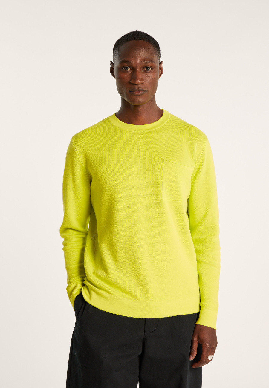 Camisola de gola redonda em algodão slub e linho - Isaia