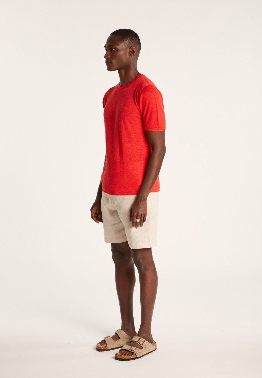 Camiseta gola redonda em linho flamejado - Renaud