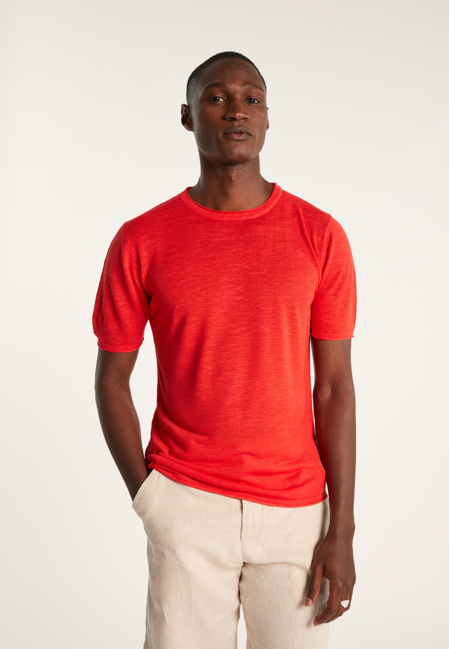 Camiseta gola redonda em linho flamejado - Renaud