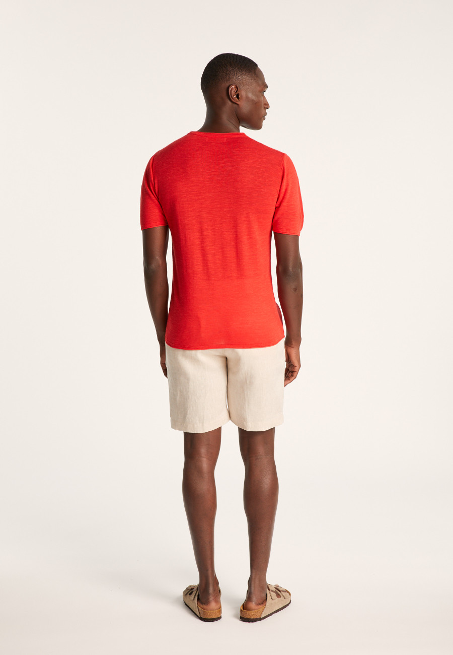 Camiseta gola redonda em linho flamejado - Renaud