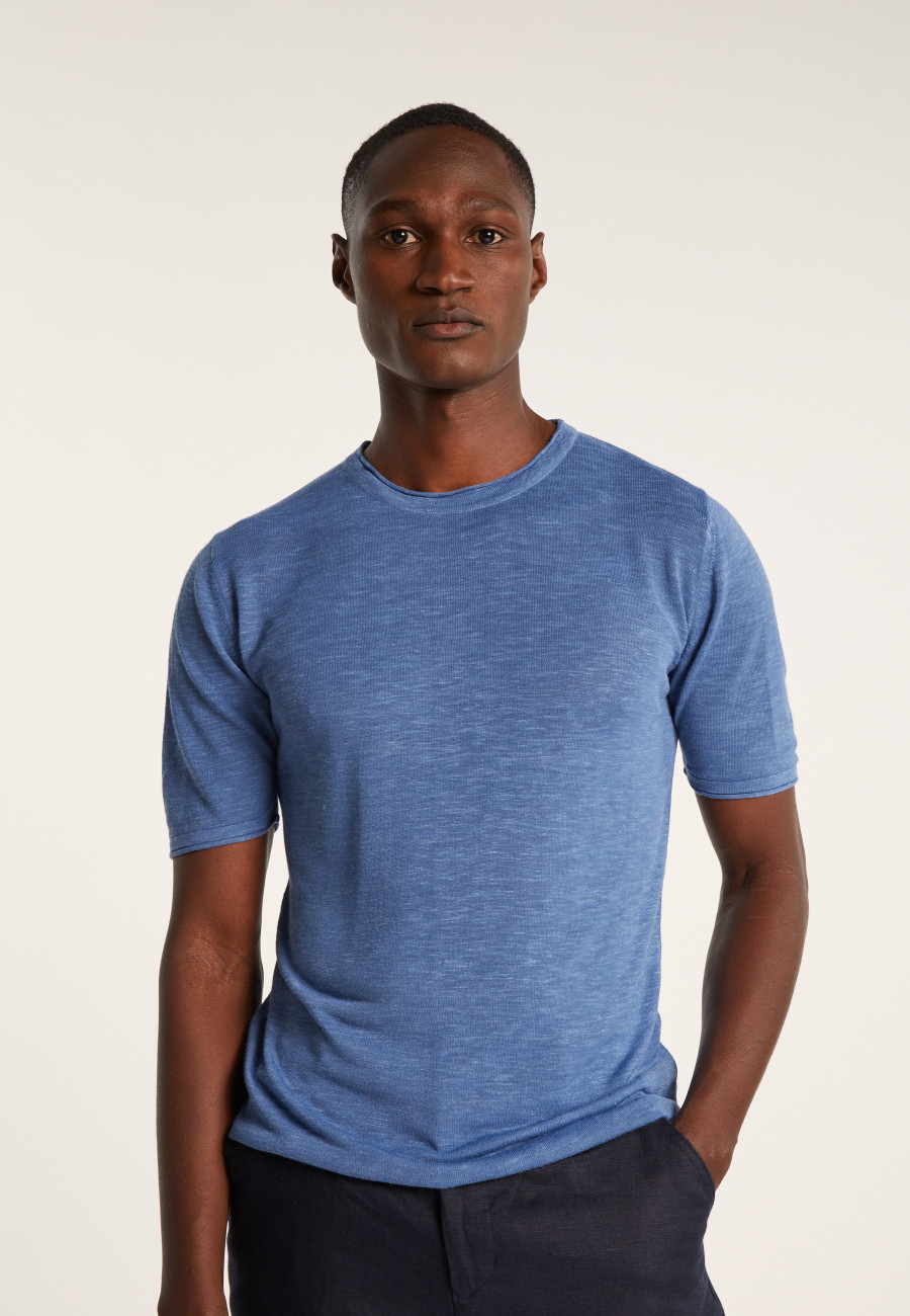 Camiseta gola redonda em linho flamejado - Renaud