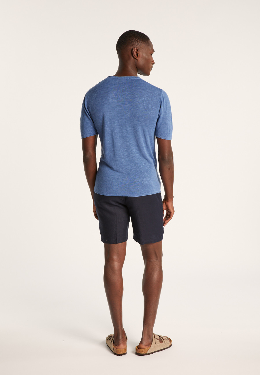 Camiseta gola redonda em linho flamejado - Renaud