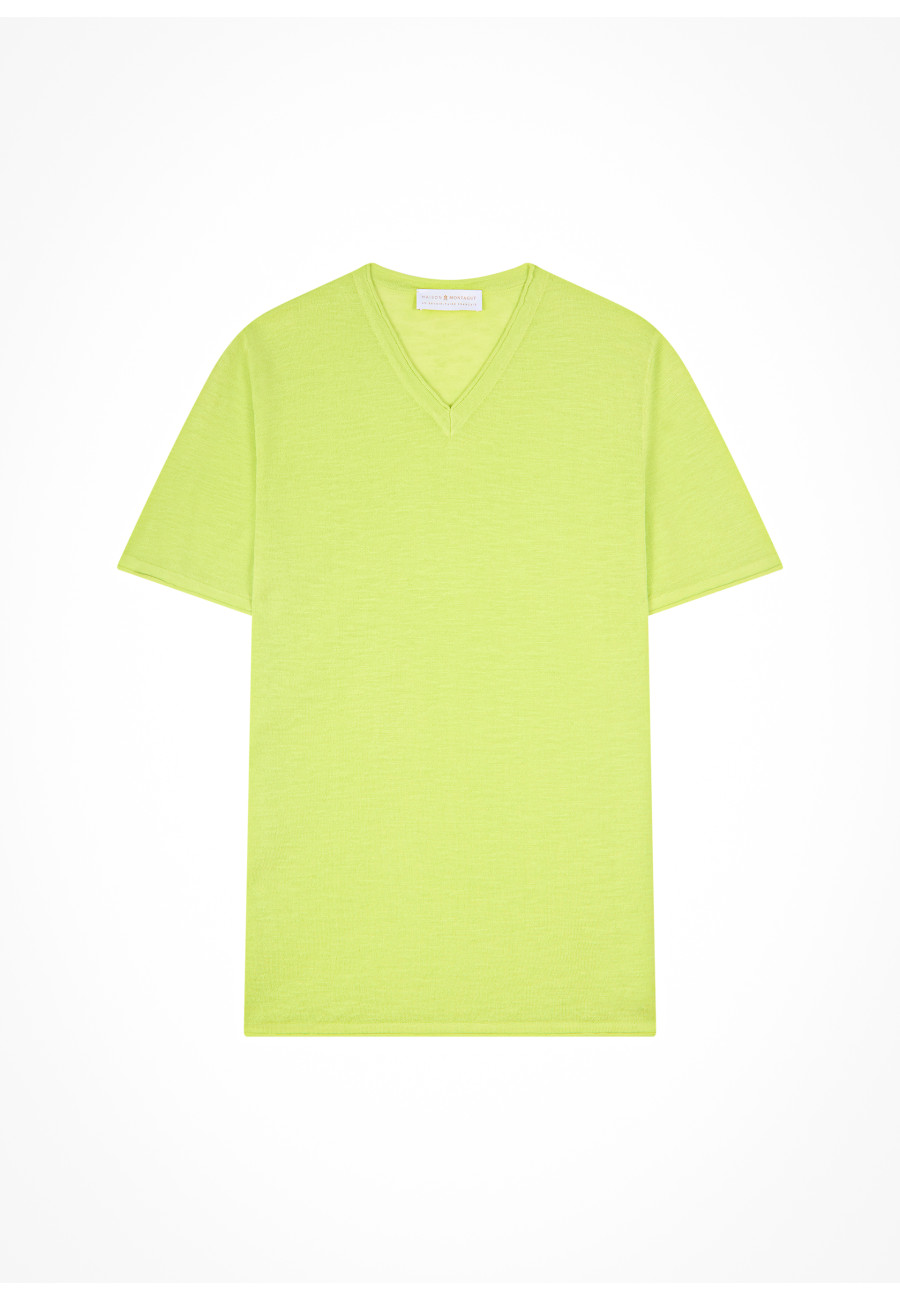 V-neck T-shirt in flamed linen - Reuben